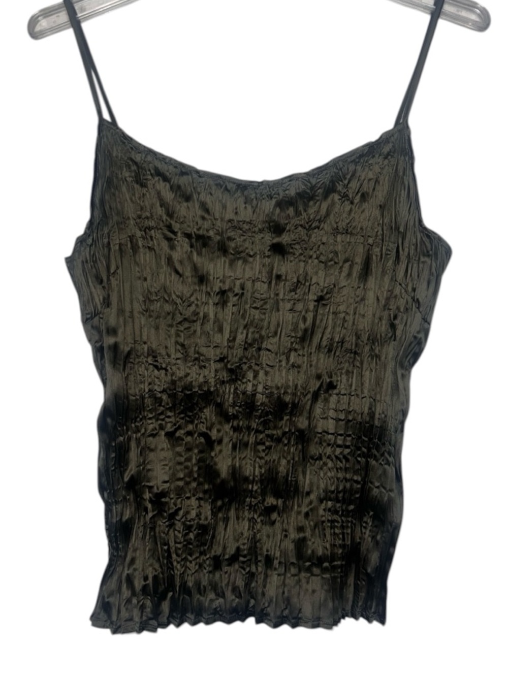 A New Day Sage Green Shimmer Textured Satin Spaghetti Strap Cami Size Medium